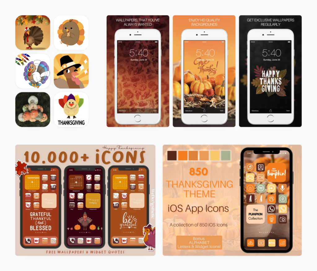 Thanksgiving day A variety of promotional banners for in-app events created for Valentine&rsquo;s Day. Source: App Store.