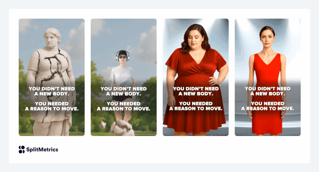Example of AI generated content, inspired/created by SplitMetric Agency, for Meta/TikTok