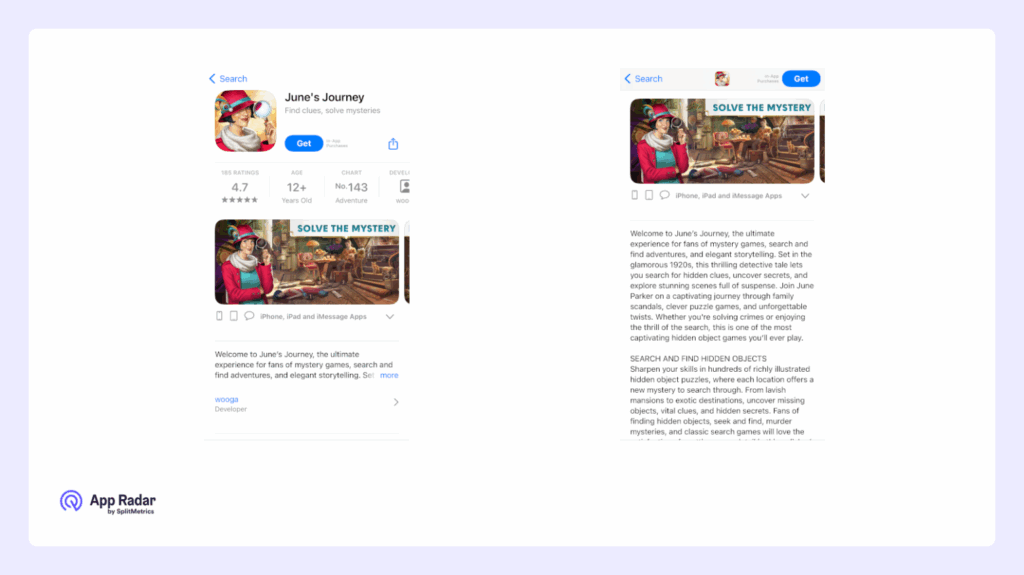 App description on the App Store, promotional text and full, expanded