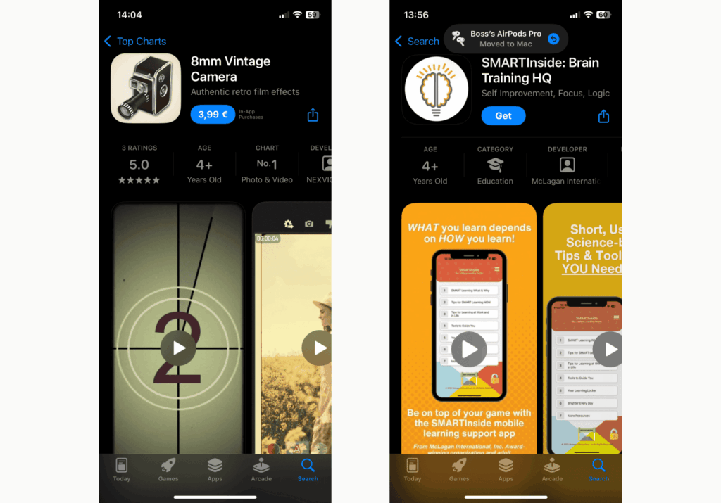 Some iOS apps even use multiple videos instead of app screenshots