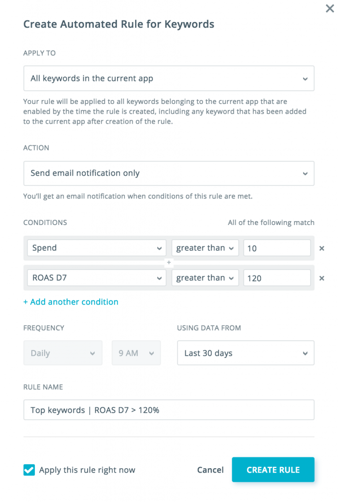 automated rules for Apple Ads
